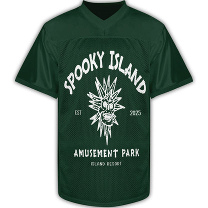Custom Spooky Island Football Jersey – Personalized Year Amusement Park Mesh Shirt