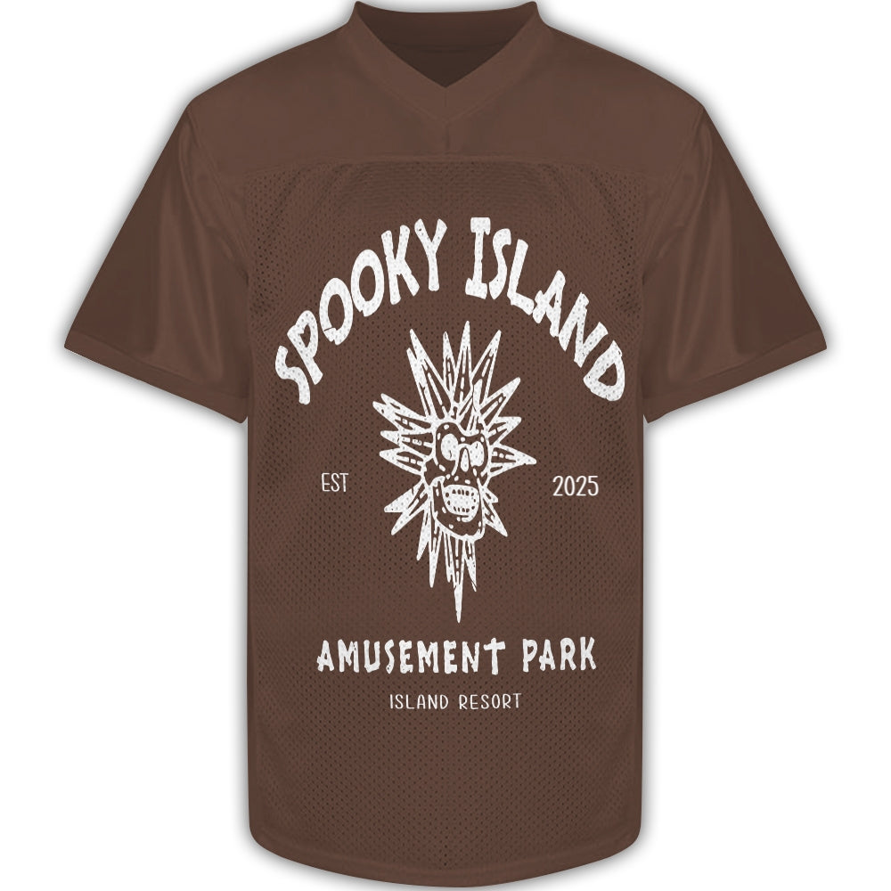 Custom Spooky Island Football Jersey – Personalized Year Amusement Park Mesh Shirt