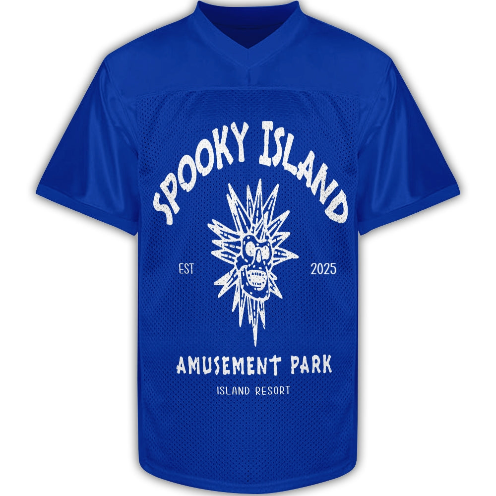 Custom Spooky Island Football Jersey – Personalized Year Amusement Park Mesh Shirt