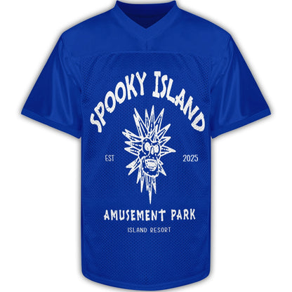 Custom Spooky Island Football Jersey – Personalized Year Amusement Park Mesh Shirt