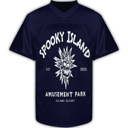 Custom Spooky Island Football Jersey – Personalized Year Amusement Park Mesh Shirt