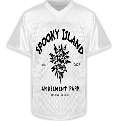 Custom Spooky Island Football Jersey – Personalized Year Amusement Park Mesh Shirt