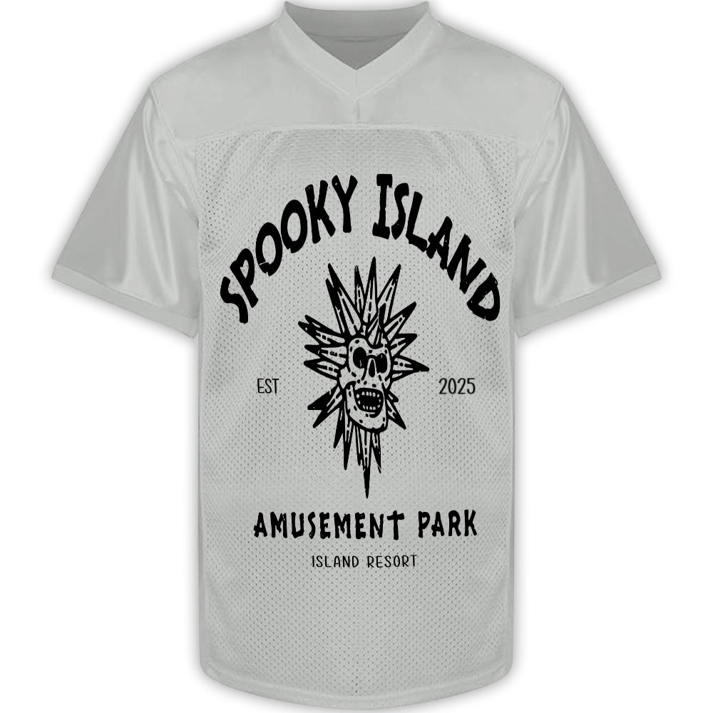 Custom Spooky Island Football Jersey – Personalized Year Amusement Park Mesh Shirt