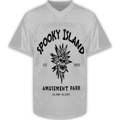 Custom Spooky Island Football Jersey – Personalized Year Amusement Park Mesh Shirt