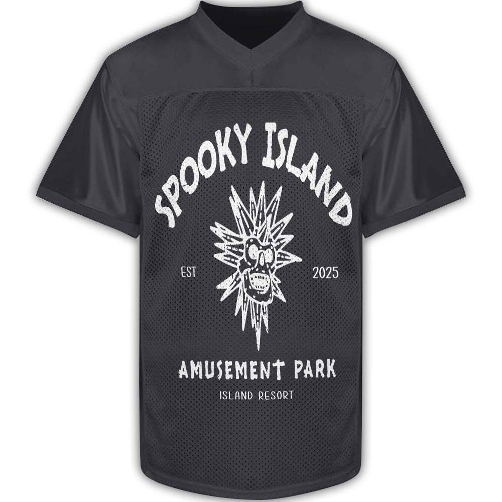 Custom Spooky Island Football Jersey – Personalized Year Amusement Park Mesh Shirt