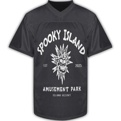 Custom Spooky Island Football Jersey – Personalized Year Amusement Park Mesh Shirt