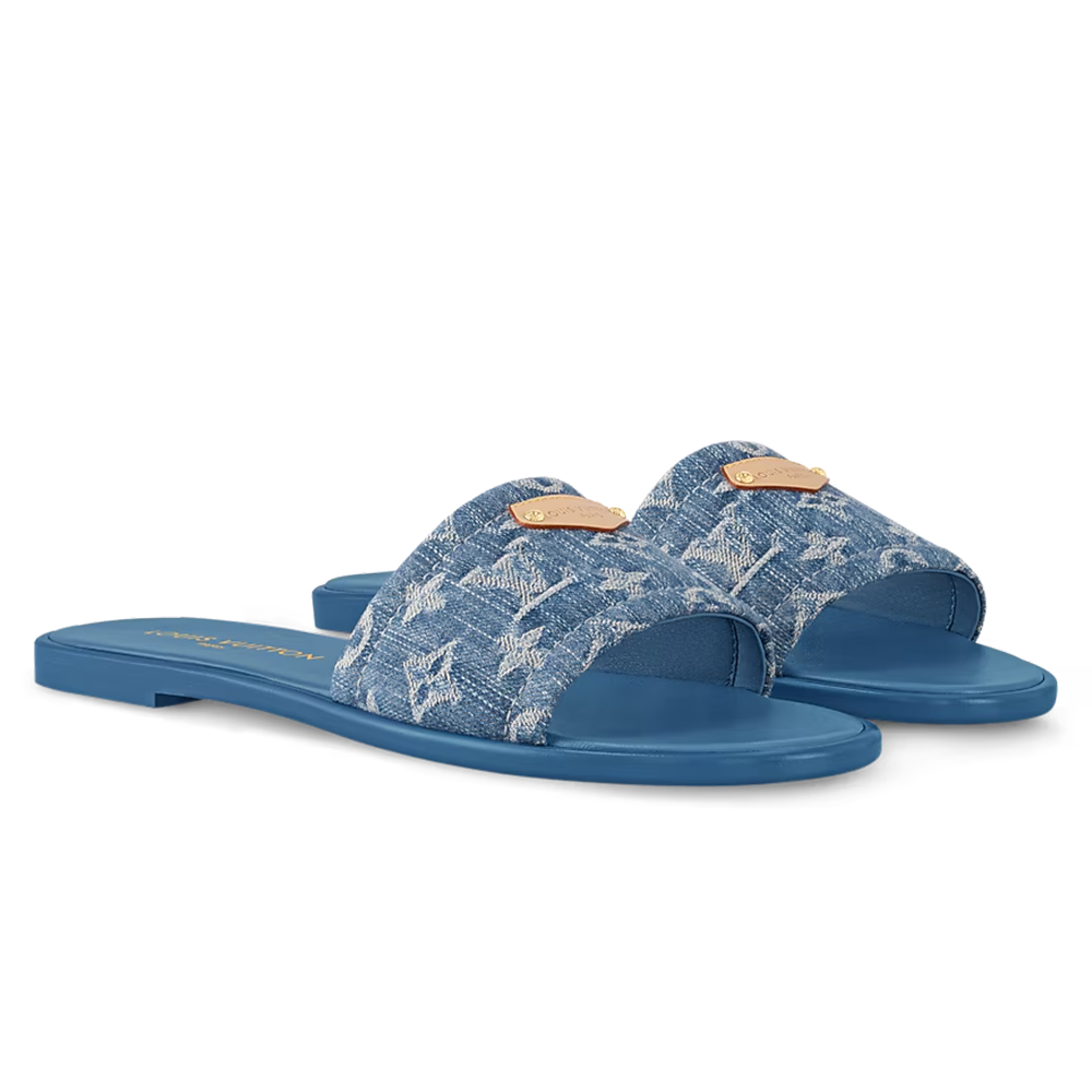 LV Lily Mule Sandals Blue Denim
