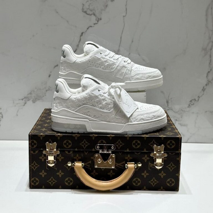 Louis Vuitton LV Trainer Sneaker – Triple White Monogram Embossed Edition