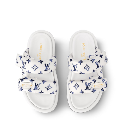 LV Pool Pillow Comfort Mule Blue White