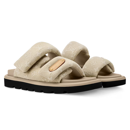 LV Pool Pillow Comfort Mule Greige Denim