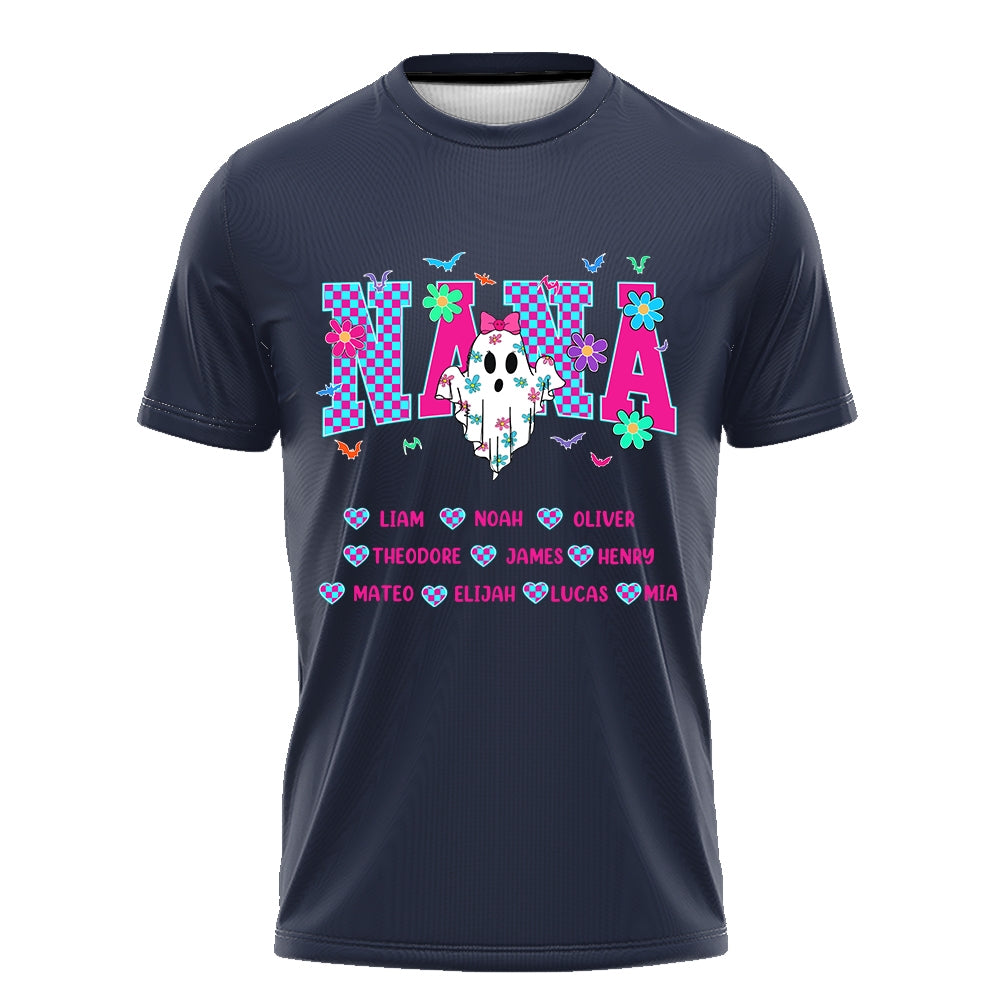 Grandma, Gigi, Nana Custom With Grandkids Names – Personalized Halloween Grandma Tshirt