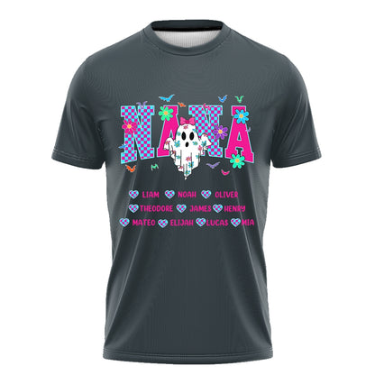 Grandma, Gigi, Nana Custom With Grandkids Names – Personalized Halloween Grandma Tshirt