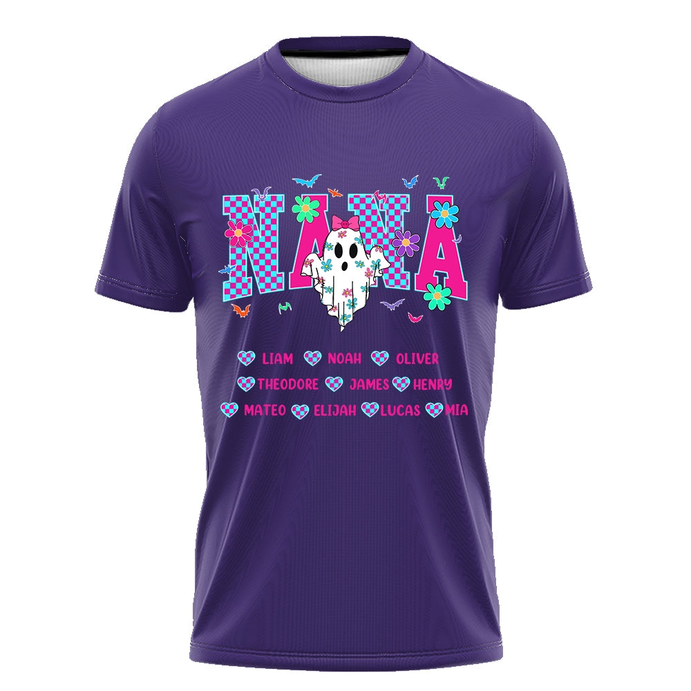 Grandma, Gigi, Nana Custom With Grandkids Names – Personalized Halloween Grandma Tshirt