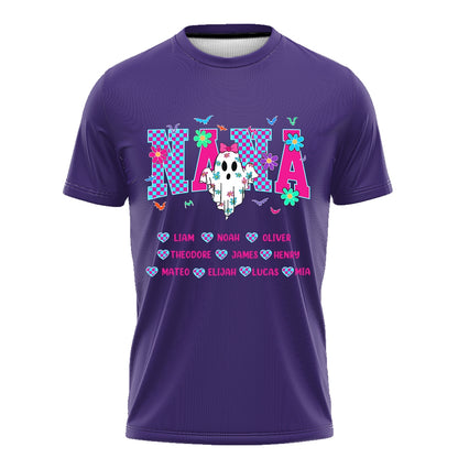 Grandma, Gigi, Nana Custom With Grandkids Names – Personalized Halloween Grandma Tshirt