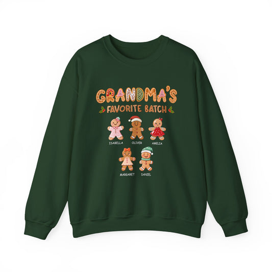 Grandma’s Favorite Batch Sweater – Personalized Gingerbread Family Christmas Custom Gift