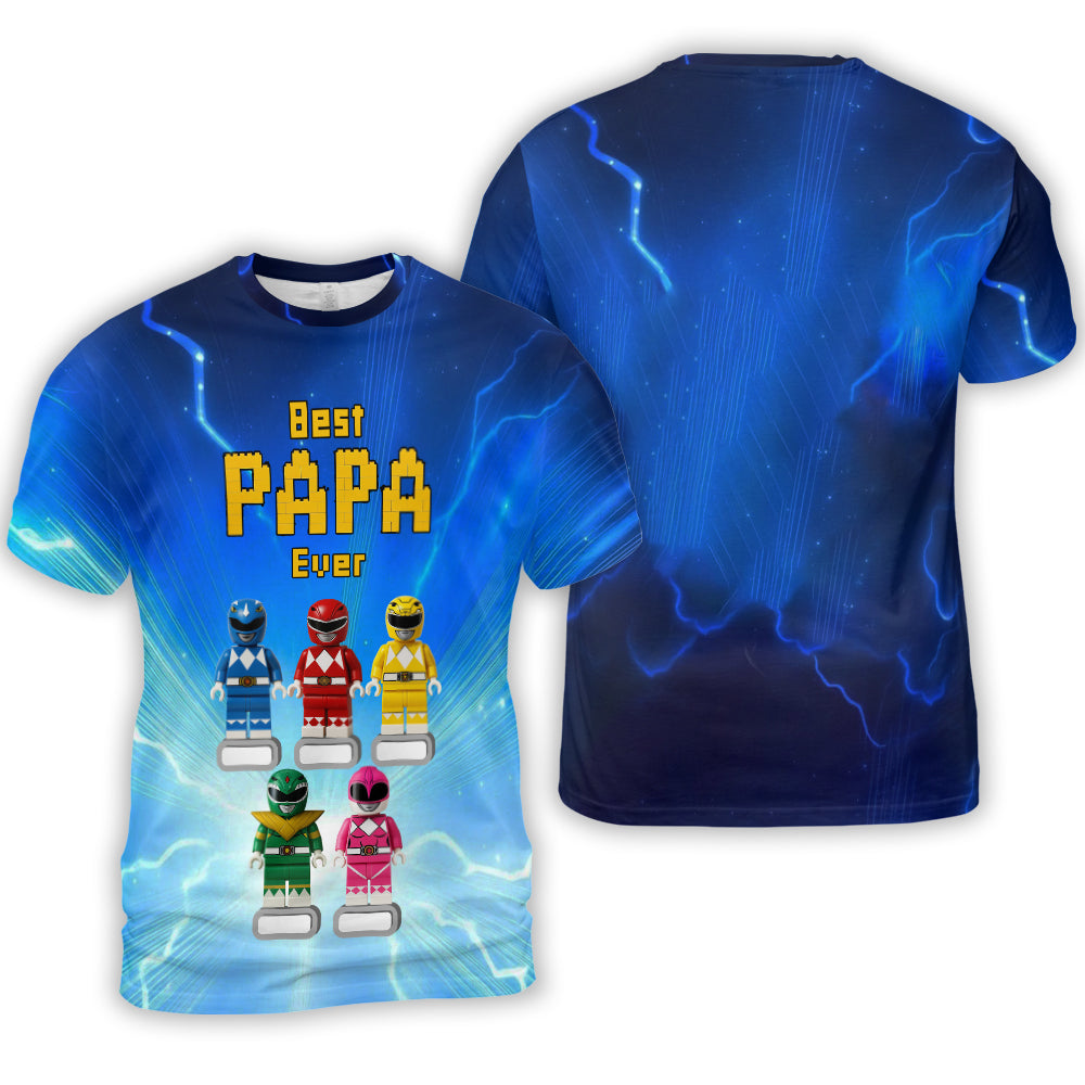 Papa, Dad and Grandpa Custom Family Name – Personalized 3D Toy Hero Graphic T-Shirt