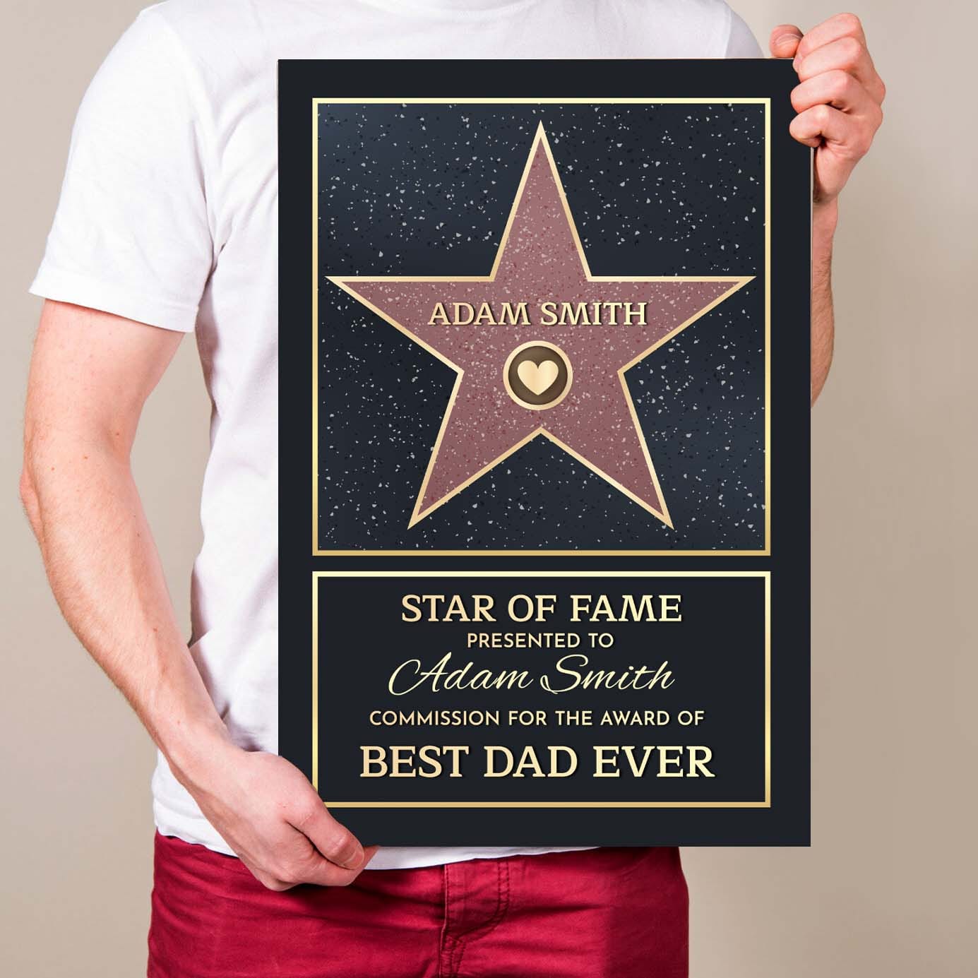 Family Personalized Custom Vertical Poster – Star of Fame, Best Mom, Best Dad of the Year