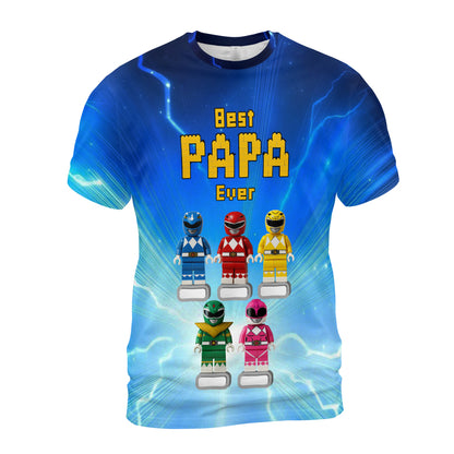 Papa, Dad and Grandpa Custom Family Name – Personalized 3D Toy Hero Graphic T-Shirt