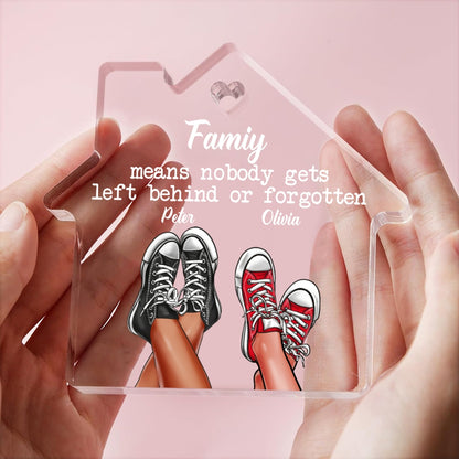 Custom Personalized Family House Acrylic Plaque/Ornament - Couple with up to 3 Kids | New Home Gift, Family Keepsake, Gift for Couple
