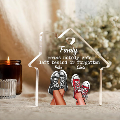Custom Personalized Family House Acrylic Plaque/Ornament - Couple with up to 3 Kids | New Home Gift, Family Keepsake, Gift for Couple