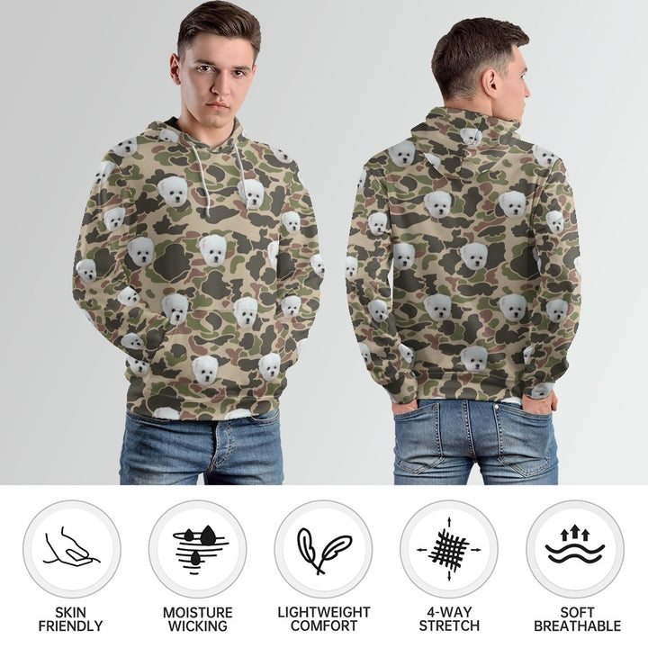Custom Dog Face Camo Hoodies – Personalized Cute Pet Lover Streetwear in Multiple Colors