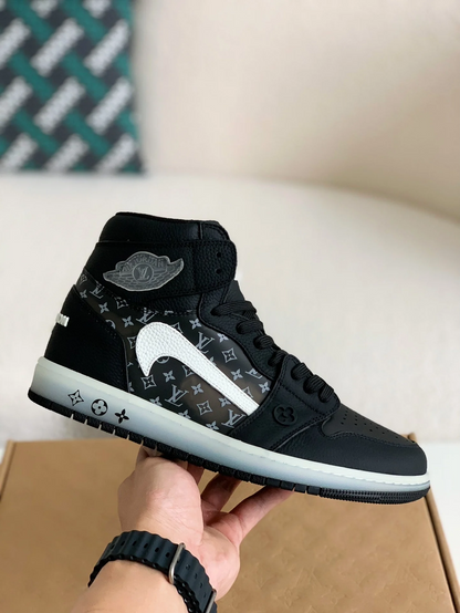 LV x Nike Air Jordan 1 Triple Black Monogram Edition