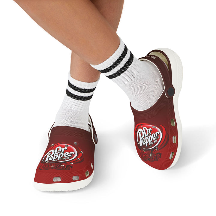Custom Name Dr Pepper Clogs – Personalized Soda-Themed Comfortable Slip-On Sandals for Men & Women