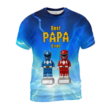 Papa, Dad and Grandpa Custom Family Name – Personalized 3D Toy Hero Graphic T-Shirt