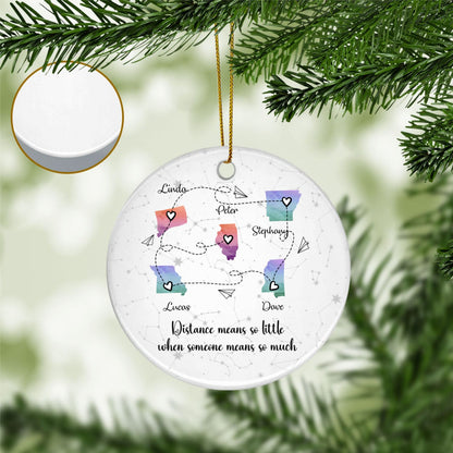 Custom States Ceramic Ornament – Personalized Long Distance Friendship Gift | “I Wish You Lived Next Door” Keepsake