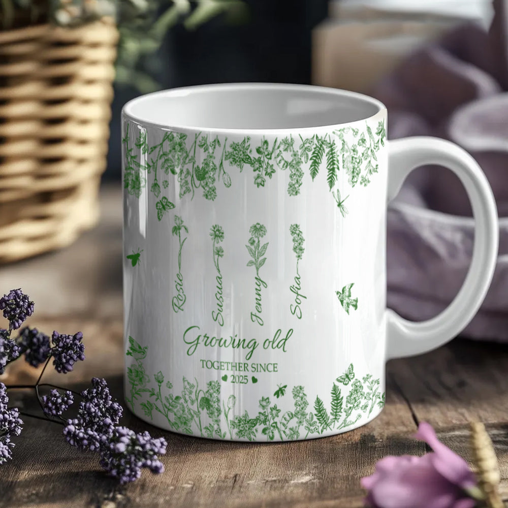 Growing Old Together Flower - Personalized Custom Mug