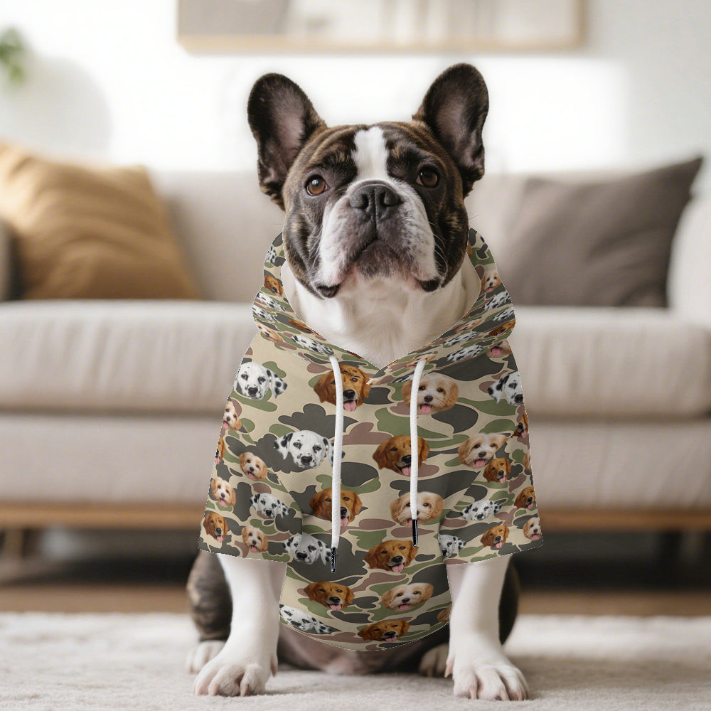 Custom Pet Face Camo Hoodie – Personalized Cute Streetwear Gift for Dog Lovers