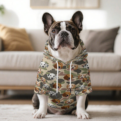 Custom Pet Face Camo Hoodie – Personalized Cute Streetwear Gift for Dog Lovers