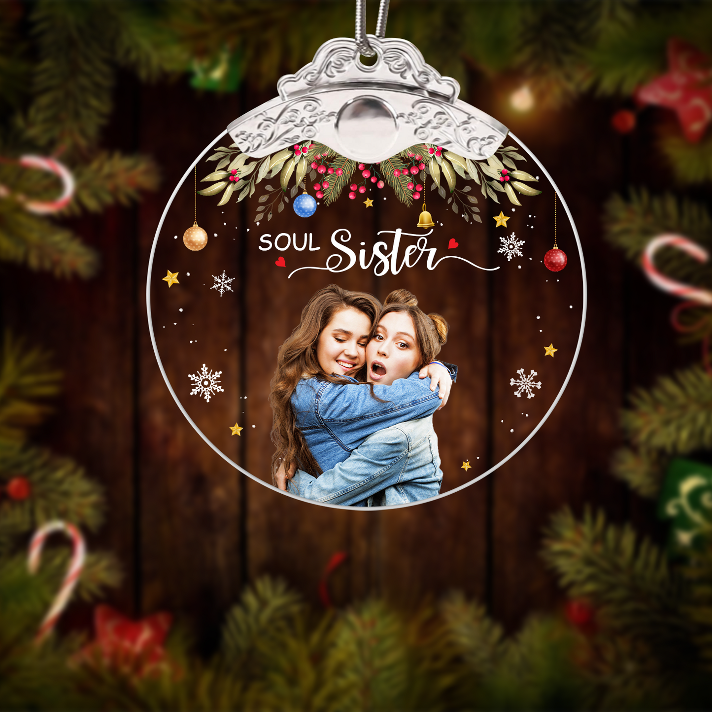 Christmas Ornament – Personalized Custom Photo & Text Holiday Decoration Festive Hanging Ornament Loved Ones