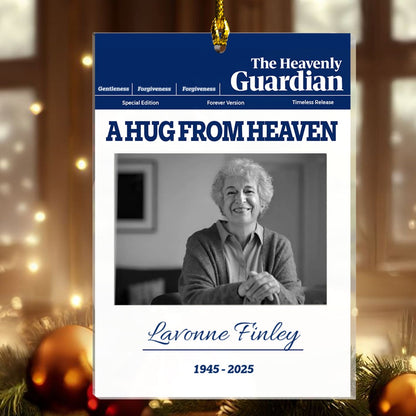 Custom Memorial Ornament – “A Hug From Heaven” - Personalized Photo, Name & Years , Heavenly Guardian Tribute Keepsake
