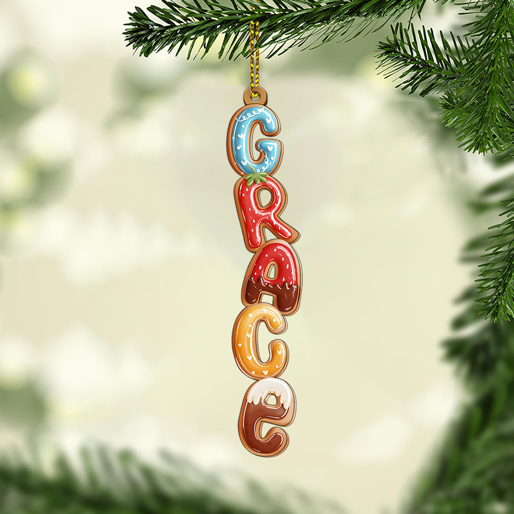 Custom 2 Layer Gingerbread Cookie Name Ornament - Personalized Christmas Decoration for Family Kids Holiday Tree Gift Name Tag Keepsake