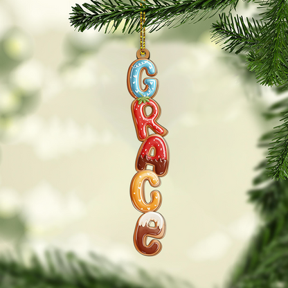 Custom 2 Layer Gingerbread Cookie Name Ornament - Personalized Christmas Decoration for Family Kids Holiday Tree Gift Name Tag Keepsake