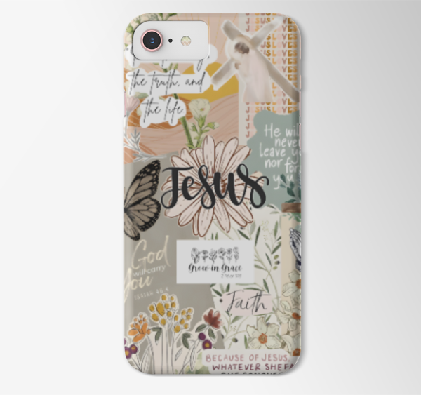 Jesus Aesthetic Phone Case – Faithful Floral Collage Art, Gift for iPhone 12 13 14 15 Pro Max & Samsung S22 S23 S24 Ultra
