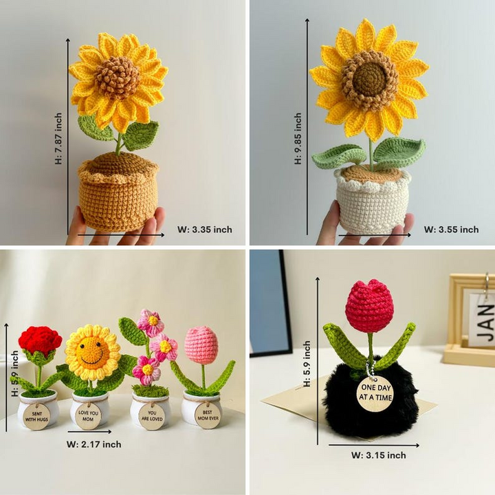 Positive Quote Crochet Flower Arrangement – Handmade Gift for Mother’s Day, Christmas, or Special Occasions
