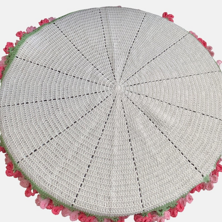 Handmade Crochet Sunflower Blanket – Cozy Beige Throw with Bright Yellow Floral Edging, Unique Home & Gift Idea