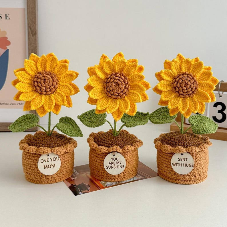 Positive Quote Crochet Flower Arrangement – Handmade Gift for Mother’s Day, Christmas, or Special Occasions