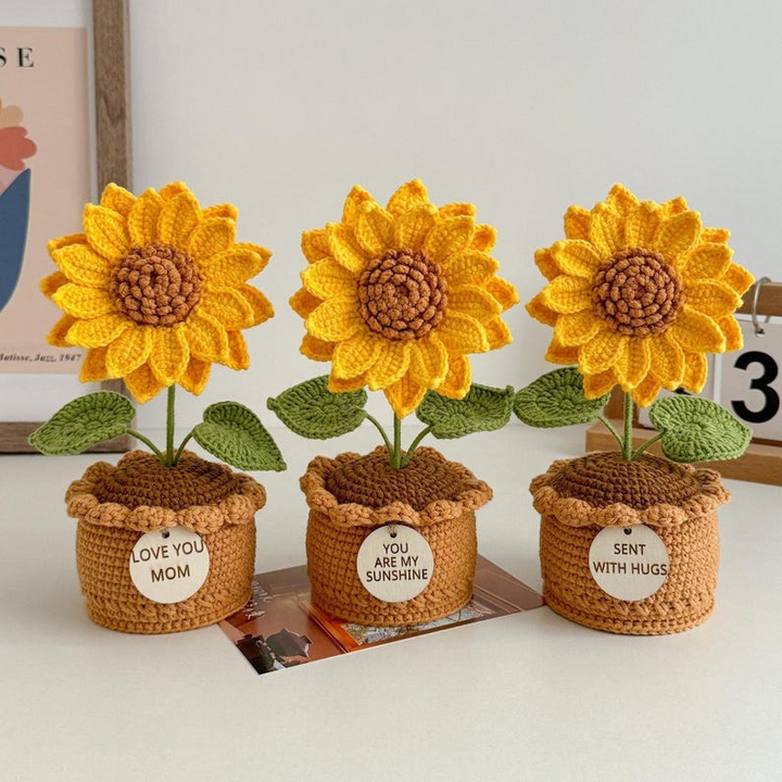 Positive Quote Crochet Flower Arrangement – Handmade Gift for Mother’s Day, Christmas, or Special Occasions