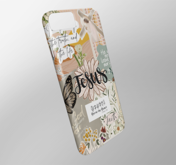 Jesus Aesthetic Phone Case – Faithful Floral Collage Art, Gift for iPhone 12 13 14 15 Pro Max & Samsung S22 S23 S24 Ultra