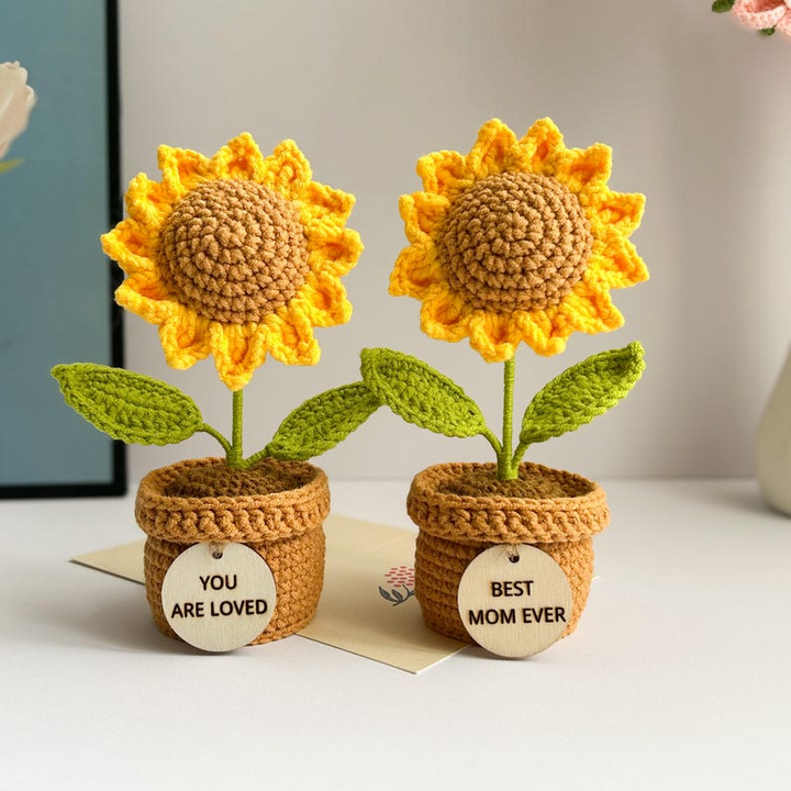 Positive Quote Crochet Flower Arrangement – Handmade Gift for Mother’s Day, Christmas, or Special Occasions