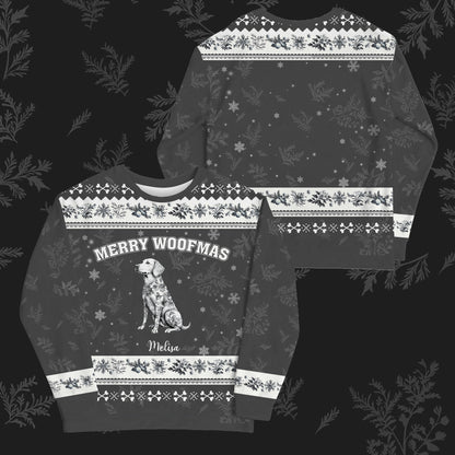 Custom Dog Lover Christmas Sweater – “Merry Woofmas” - Personalized Dog Image, Name & Color , Cozy Holiday Sweatshirt Gift for Pet Owners