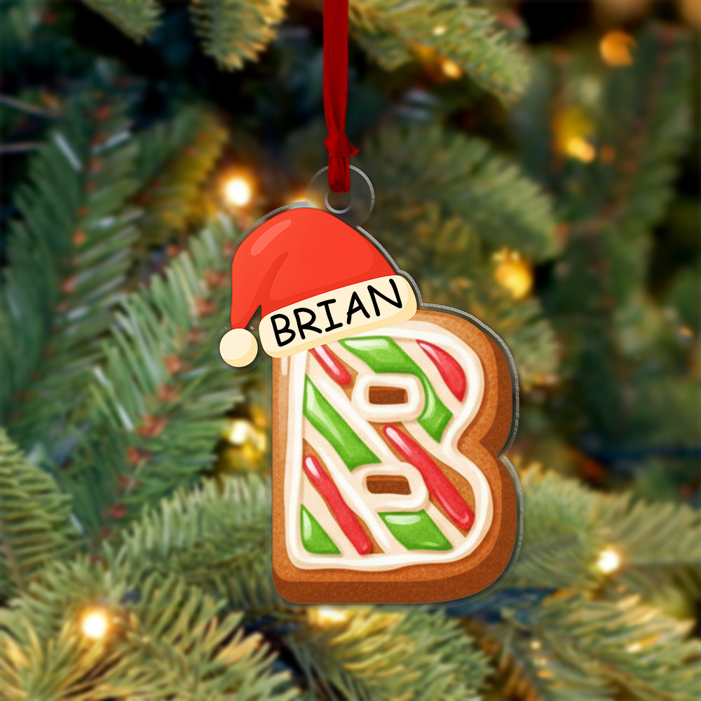 Custom Alphabet Letter Cookie Ornament – Personalized Christmas Decoration Gift