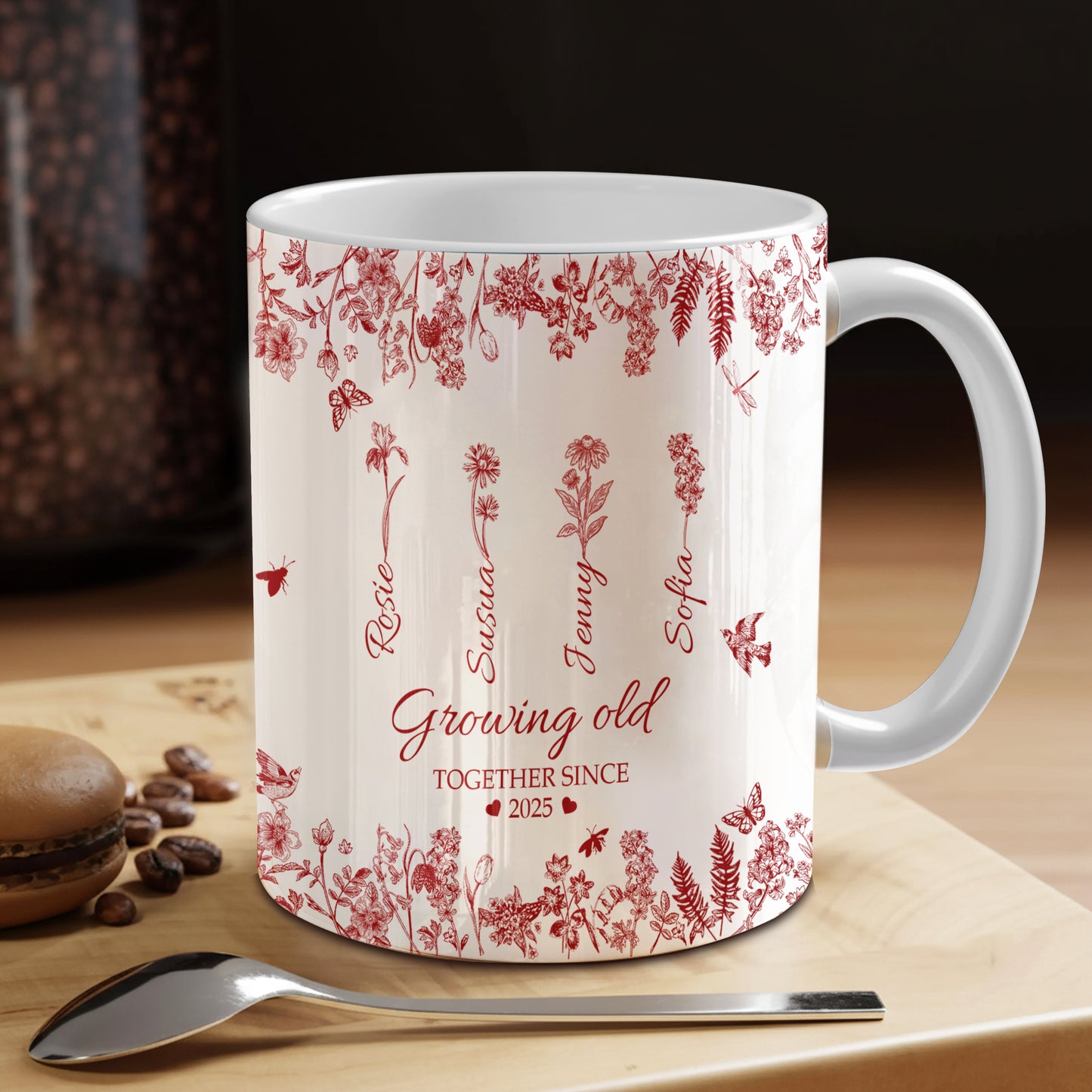 Growing Old Together Flower - Personalized Custom Mug
