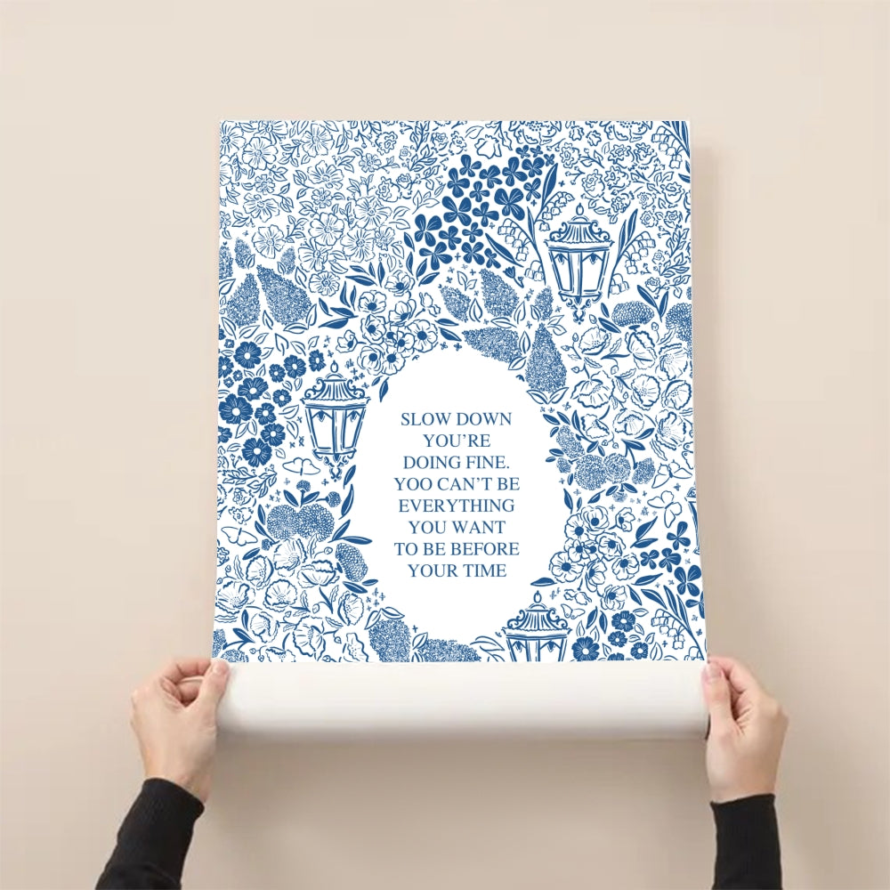 Custom Text Floral Wall Art – Colorful Decorative Flowers Poster, Elegant Home Decor Paper Print