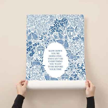 Custom Text Floral Wall Art – Colorful Decorative Flowers Poster, Elegant Home Decor Paper Print