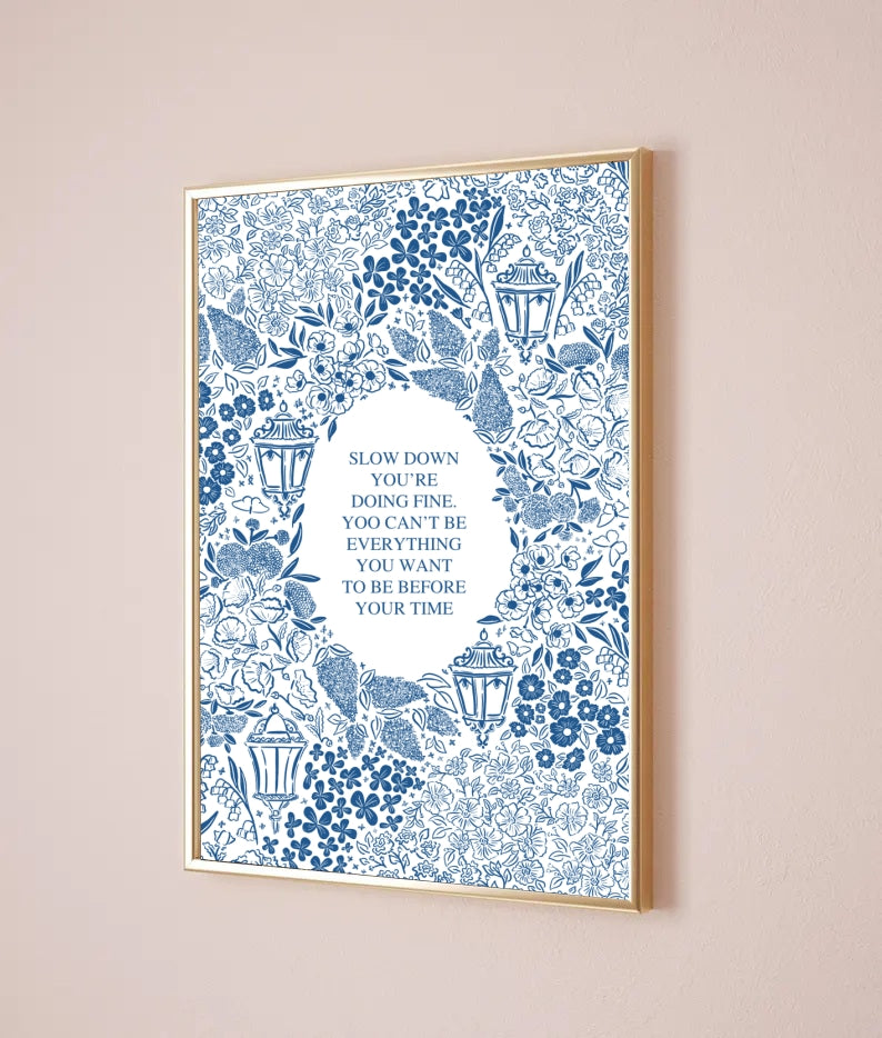 Custom Text Floral Wall Art – Colorful Decorative Flowers Poster, Elegant Home Decor Paper Print