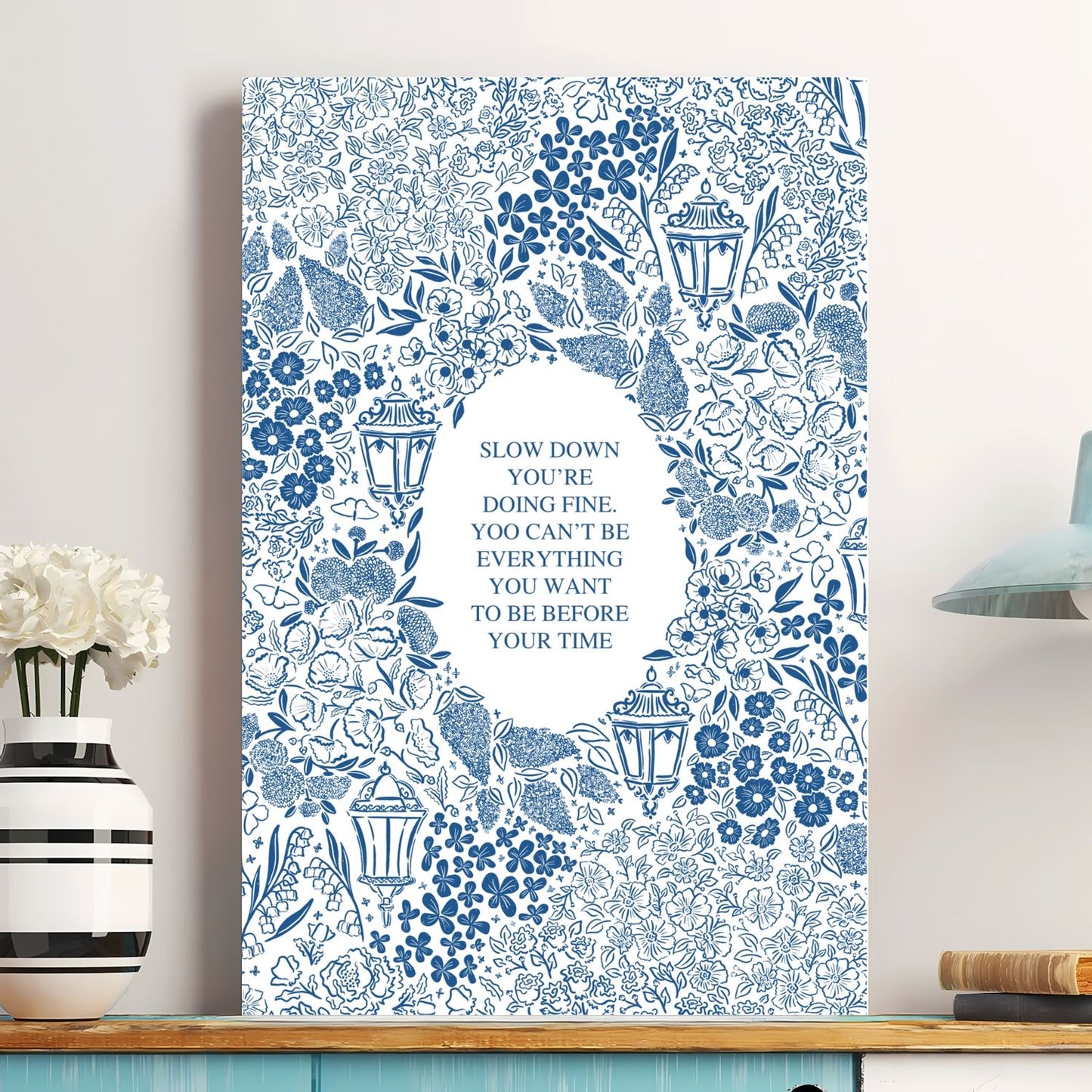 Custom Text Floral Wall Art – Colorful Decorative Flowers Poster, Elegant Home Decor Paper Print